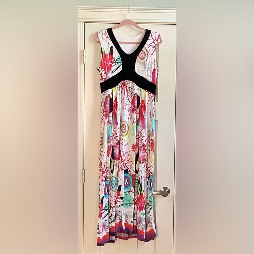 Comfortable stretchy cotton maxi dress by Desigual size Lg